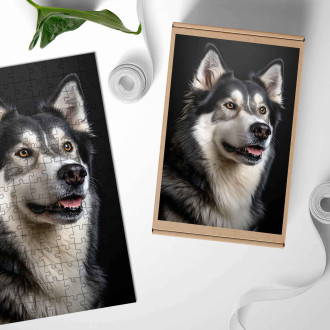 Dřevěné puzzle Sibiřský husky realistic