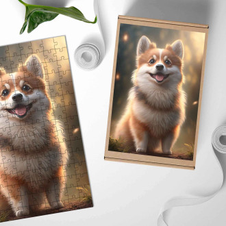 Dřevěné puzzle Norský Lundehund animovaný