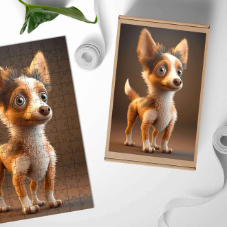 Dřevěné puzzle Portugalský Podengo Pequeno animovaný