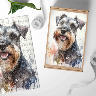 Dřevěné puzzle Knírač standartní akvarel