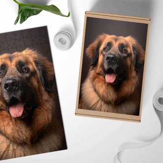 Dřevěné puzzle Leonberger realistic