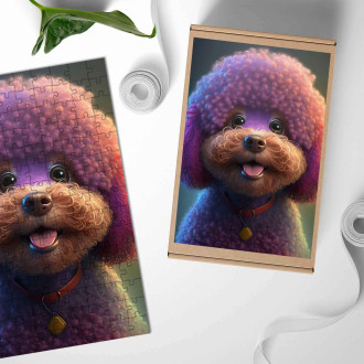 Dřevěné puzzle Pudl animovaný