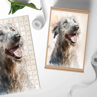 Dřevěné puzzle Irský vlkodav akvarel