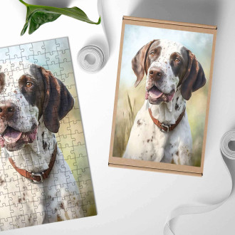 Dřevěné puzzle Ohař akvarel