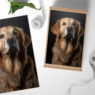 Dřevěné puzzle Zlatý retriever realistic