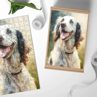 Dřevěné puzzle Anglický setr akvarel