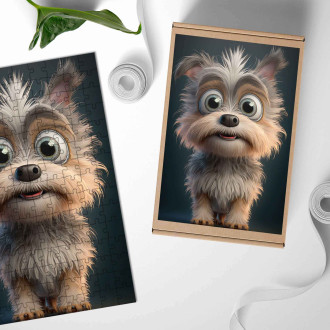 Dřevěné puzzle Biewer teriér animovaný