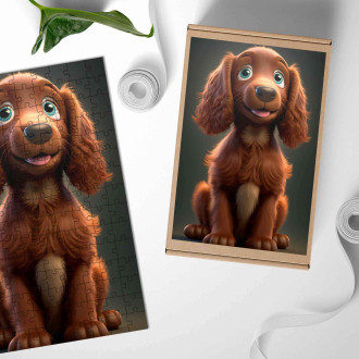 Dřevěné puzzle Irský setr animovaný
