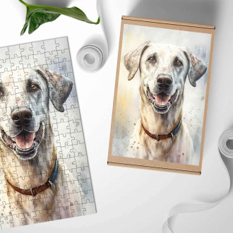 Dřevěné puzzle Sloughi akvarel