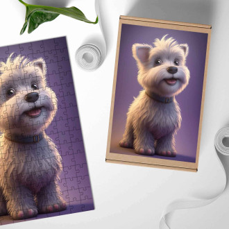 Dřevěné puzzle Dandie Dinmont teriér animovaný