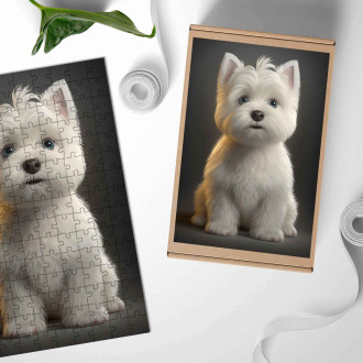 Dřevěné puzzle West Highland White teriér animovaný