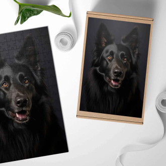 Dřevěné puzzle Belgický ovčák realistic