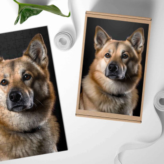 Dřevěné puzzle Norský buhund realistic