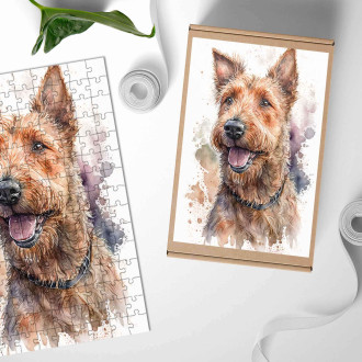 Dřevěné puzzle Irský teriér akvarel