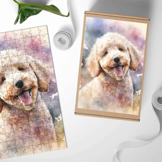 Dřevěné puzzle Pudl akvarel