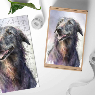 Dřevěné puzzle Skotský deerhound akvarel