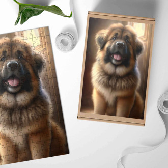 Dřevěné puzzle Leonberger animovaný