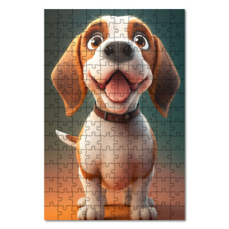 Dřevěné puzzle Anglický Foxhound animovaný