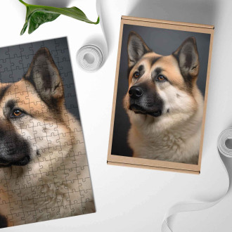 Dřevěné puzzle Akita realistic