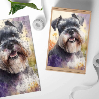 Dřevěné puzzle Malý knírač akvarel