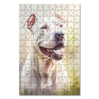 Dřevěné puzzle Argentinská doga akvarel