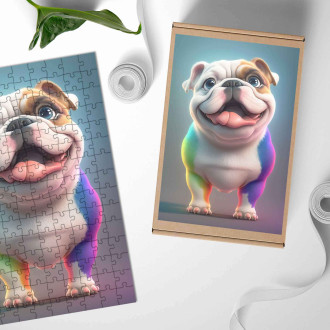 Dřevěné puzzle Buldok animovaný