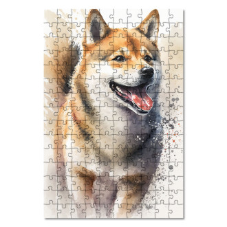 Dřevěné puzzle Shiba Inu akvarel