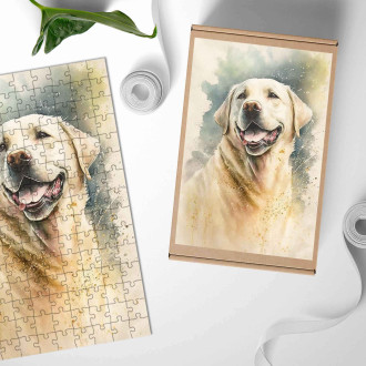 Dřevěné puzzle Pyrenejský horský pes akvarel