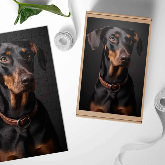 Dřevěné puzzle Doberman Pinscher realistic