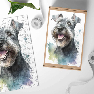 Dřevěné puzzle Český teriér akvarel