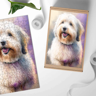 Dřevěné puzzle Cotons de Tulear akvarel