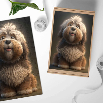 Dřevěné puzzle Tibetský teriér animovaný