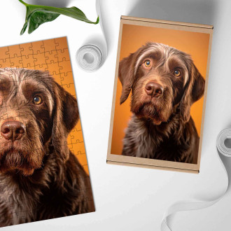 Dřevěné puzzle Český fousek realistic