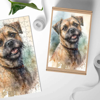 Dřevěné puzzle Border teriér akvarel