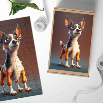 Dřevěné puzzle Krysí teriér animovaný