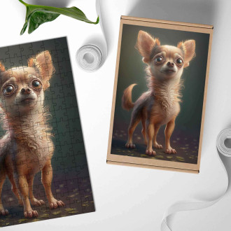 Dřevěné puzzle Čivava animovaný