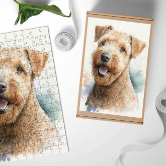 Dřevěné puzzle Lakeland teriér akvarel