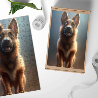 Dřevěné puzzle Belgický Malinoi animovaný