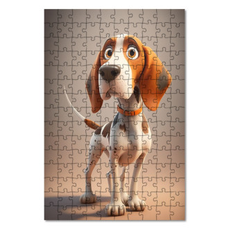 Dřevěné puzzle Americký anglický coonhound animovaný