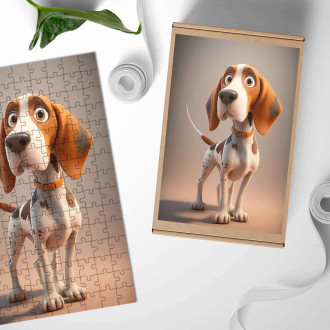 Dřevěné puzzle Americký anglický coonhound animovaný