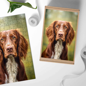 Dřevěné puzzle Irský červenobílý setr realistic