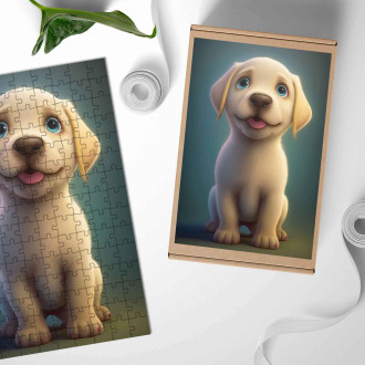 Dřevěné puzzle Labradorský retrívr animovaný