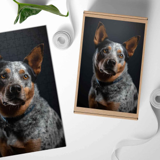 Dřevěné puzzle Australský honácký pes realistic