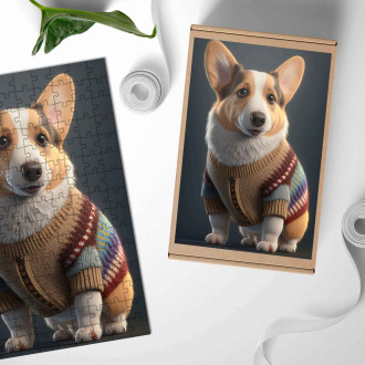 Dřevěné puzzle Cardigan Welsh Corgi animovaný