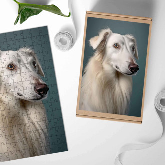 Dřevěné puzzle Barzoj realistic