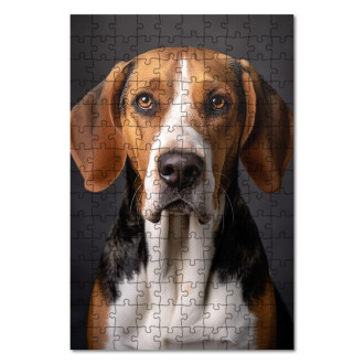 Dřevěné puzzle Americký foxhound realistic