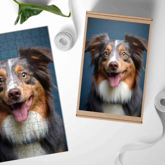 Dřevěné puzzle Miniaturní americký ovčák realistic