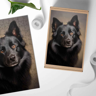 Dřevěné puzzle Schipperke realistic