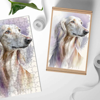 Dřevěné puzzle Saluki akvarel