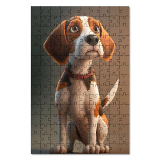 Dřevěné puzzle Americký foxhound animovaný
